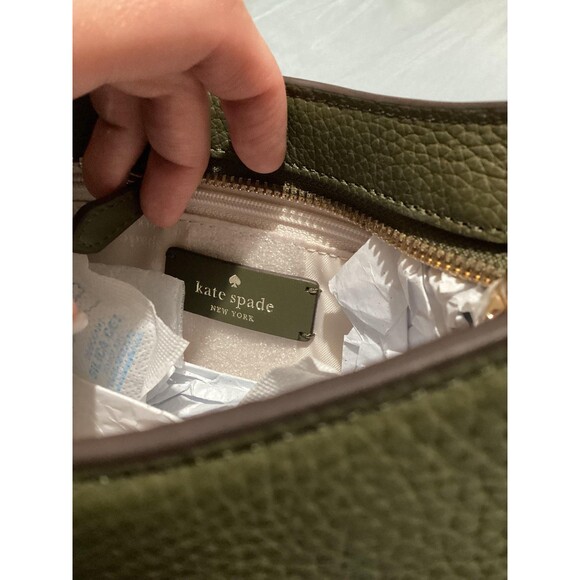 Kate Spade Shoulder Bag Womens Olive Green Small Pebbled Leather Julia New Tags - Picture 7 of 9